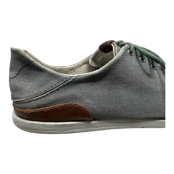 OluKai Manoa Gray Cotton Canvas Lace Up Drop In Heel Casual Shoes - Picture 6 of 11